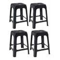 Kit 4 Banquinho De Plastico Banqueta Banco Preto 45cm Altura