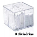 Caixa Organizadora De Cosméticos Com Tampa 3 Divisórias Cor Transparente