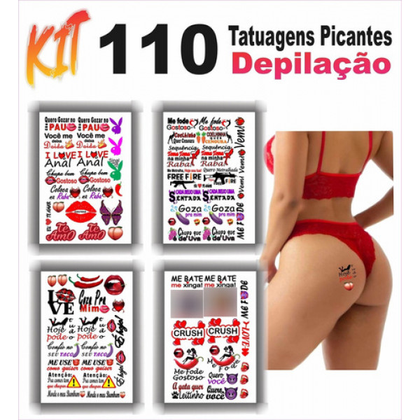 110 Tatuagens Tattoo Temporárias Íntima | Depilação Sedução