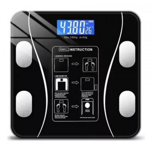 Balança Bioimpedância Digital Corporal Aplicativo Bluetooth Cor Preto