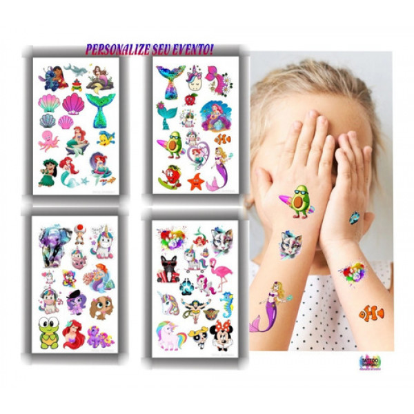 58 Tatuagens Tattoo Temporárias Infantil, Menina, Desenhos