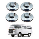 Jogo 04 Calota Metálica Cromada Vw Fusca Kombi Variant Tl